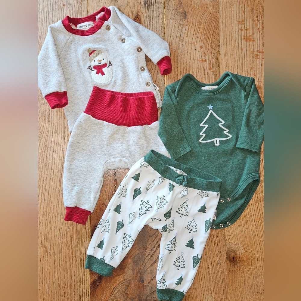 Rabbit+Bear 0-3M Set of 2 Christmas Holiday Outfits